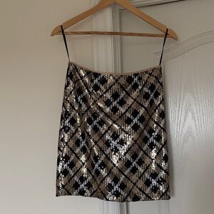 Eliza J Black and Gold Sequin Mini Skirt